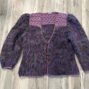 Astr Purple Chunky Knit Cardigan Sweater